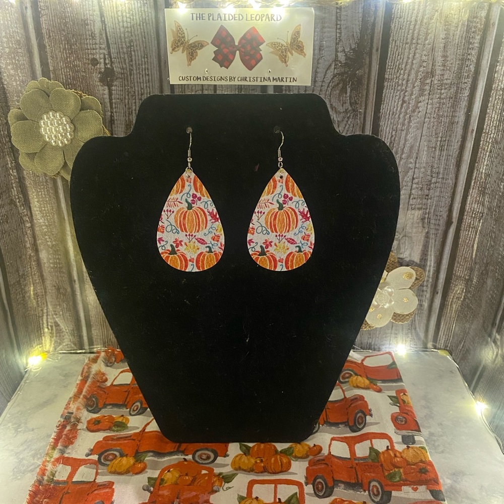 Handmade faux leather earrings.